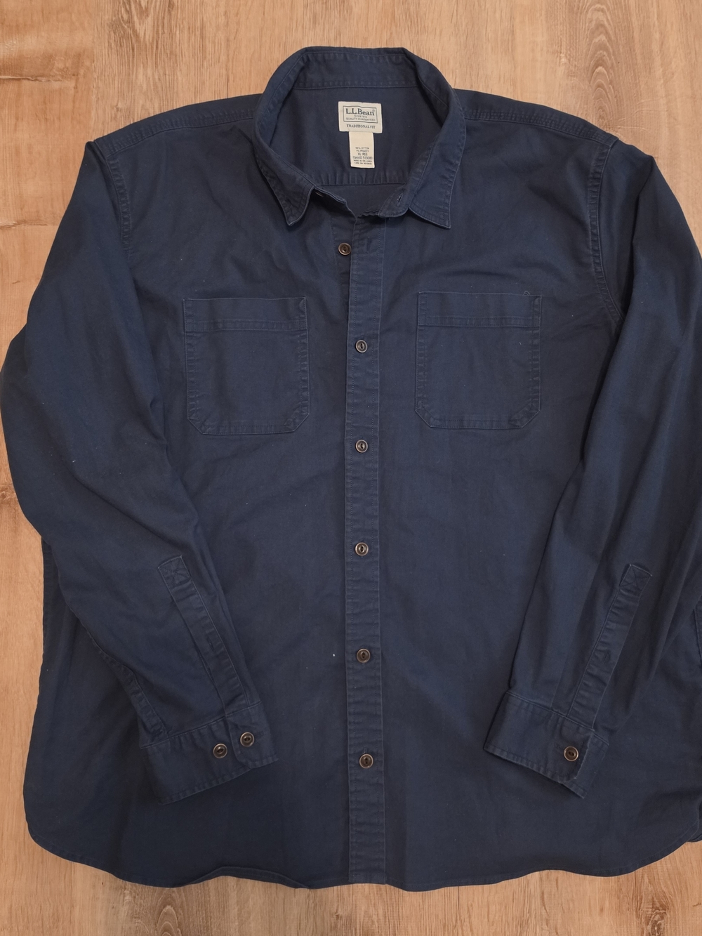 L.L. Bean Classic Navy Long-Sleeve Button-Up Shirt